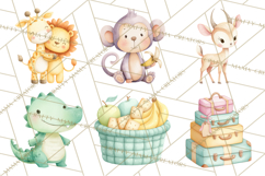 Pastel Safari Baby Animals Clipart PNG, Nursery Watercolor Product Image 5