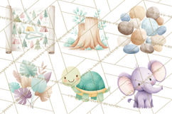 Pastel Safari Baby Animals Clipart PNG, Nursery Watercolor Product Image 8