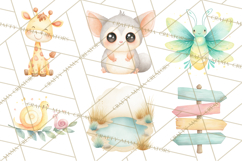 Pastel Safari Baby Animals Clipart PNG, Nursery Watercolor Product Image 3