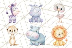 Pastel Safari Baby Animals Clipart PNG, Nursery Watercolor Product Image 4