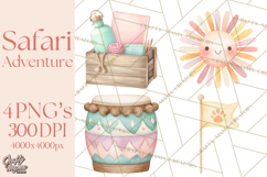 Pastel Safari Baby Animals Clipart PNG, Nursery Watercolor Product Image 1
