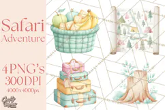 Pastel Safari Baby Animals Clipart PNG, Nursery Watercolor Product Image 1