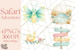 Pastel Safari Baby Animals Clipart PNG, Nursery Watercolor Product Image 1