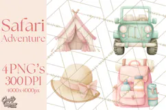 Pastel Safari Baby Animals Clipart PNG, Nursery Watercolor Product Image 1