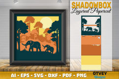 Elephant Safari Animal 3D Shadowbox Layered Papercut Product Image 3