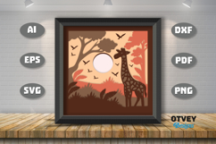 Giraffe Safari Animal 3D Shadowbox Layered Papercut Product Image 3