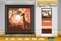 Giraffe Safari Animal 3D Shadowbox Layered Papercut Product Image 1