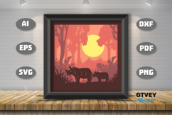 Rhinoceros Safari Animal 3D Shadowbox Layered Papercut Product Image 1