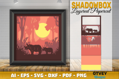 Rhinoceros Safari Animal 3D Shadowbox Layered Papercut Product Image 2