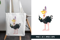 Cute Ostrich with Boho Headpiece and Necklace Sublimation Product Image 1