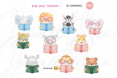 watercolor back to school clipart, student safari animal Product Image 3