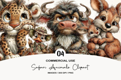 Safari Animals Watercolor Clipart Product Image 1