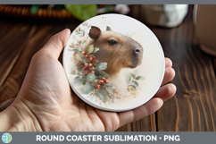 GorgeousSafari Christmas Botanicals Round Coaster design.