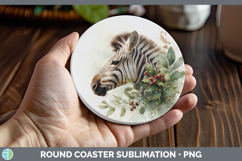 GorgeousSafari Christmas Botanicals Round Coaster design.