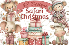 Safari Christmas Clipart, Jungle Animal PNG Tropical Clipart Product Image 1