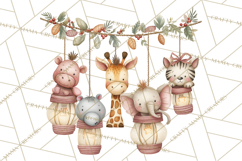Safari Christmas Clipart, Jungle Animal PNG Tropical Clipart Product Image 3