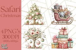 Safari Christmas Clipart, Jungle Animal PNG Tropical Clipart Product Image 1
