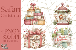 Safari Christmas Clipart, Jungle Animal PNG Tropical Clipart Product Image 1