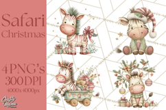 Safari Christmas Clipart, Jungle Animal PNG Tropical Clipart Product Image 1