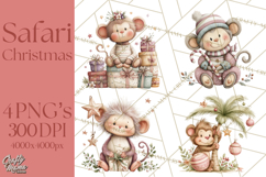 Safari Christmas Clipart, Jungle Animal PNG Tropical Clipart Product Image 1