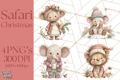 Safari Christmas Clipart, Jungle Animal PNG Tropical Clipart Product Image 1