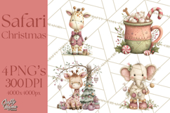 Safari Christmas Clipart, Jungle Animal PNG Tropical Clipart Product Image 1