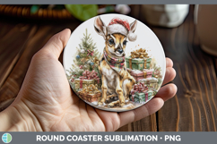 GorgeousSafari Christmas Santa Round Coaster design.