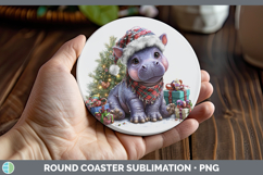GorgeousSafari Christmas Santa Round Coaster design.