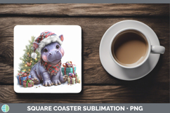 GorgeousSafari Christmas Santa Square Coaster design.