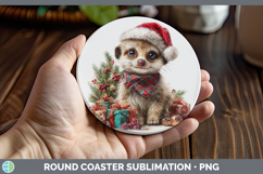 GorgeousSafari Christmas Santa Round Coaster design.