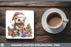 GorgeousSafari Christmas Santa Square Coaster design.