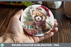 GorgeousSafari Christmas Santa Round Coaster design.