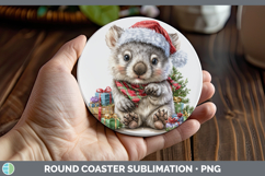 GorgeousSafari Christmas Santa Round Coaster design.