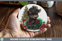 GorgeousSafari Cute Christmas Round Coaster design.