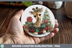 GorgeousSafari Cute Christmas Round Coaster design.