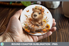 GorgeousSafari Cute Thanksgiving Round Coaster design.