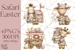 Easter Safari Animal Clipart, Cute Safari Mail PNG Product Image 1