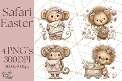 Easter Safari Animal Clipart, Cute Safari Mail PNG Product Image 1