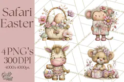 Easter Safari Animal Clipart, Cute Safari Mail PNG Product Image 1