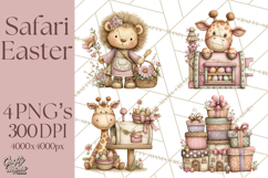 Easter Safari Animal Clipart, Cute Safari Mail PNG Product Image 1