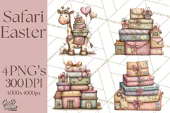 Easter Safari Animal Clipart, Cute Safari Mail PNG Product Image 1