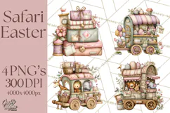 Easter Safari Animal Clipart, Cute Safari Mail PNG Product Image 1