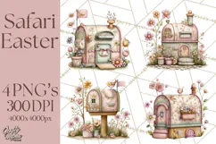 Easter Safari Animal Clipart, Cute Safari Mail PNG Product Image 1