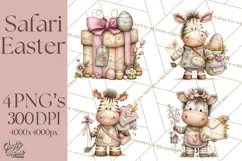 Easter Safari Animal Clipart, Cute Safari Mail PNG Product Image 1