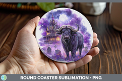 GorgeousSafari Haunted Halloween Round Coaster design.