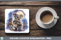 GorgeousSafari Haunted Halloween Square Coaster design.
