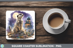 GorgeousSafari Haunted Halloween Square Coaster design.