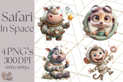 Outer Space Safari Clipart, Space Animal PNG Product Image 1