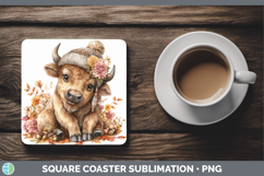 GorgeousSafari Knit Hat Square Coaster design.