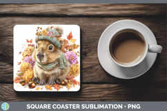 GorgeousSafari Knit Hat Square Coaster design.